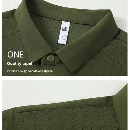 2025 New High End Polo Top for Men Short Sleeve Seamless Glue Pressing Sports Polo Shirt Work Uniform