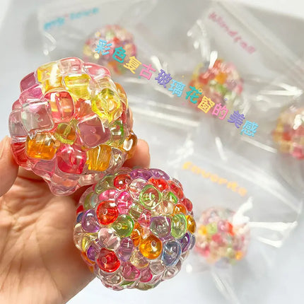 Creative colorful ice cube squishy ball, DIY squeeze toy, popping bubble beads—this viral stress-relief toy is the decompression