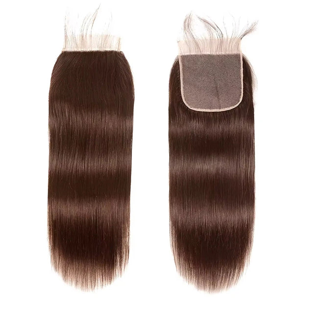 4# Chocolate Brown Straight Hair 13X4 Lace Frontal Burmese Remy Human Hair Preplucked 4x4 Transparent Lace Closure Human Hair