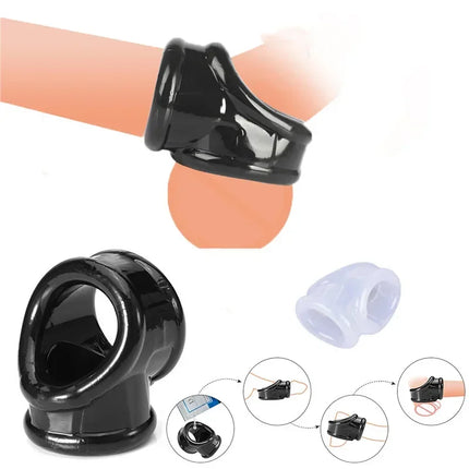 Elastic Scrotum Bondage Ring Penis Erection Ring Testis Cock Ball Stretcher Delayed Ejaculation Male Masturbation Sex Products