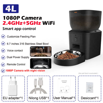 Furpipi 8L Smart Automatic Cat Feeder with 1080P HD Camera 5G WiFi Pet Feeder Tuya App Control Smart Dog Cat Kibble Dispenser