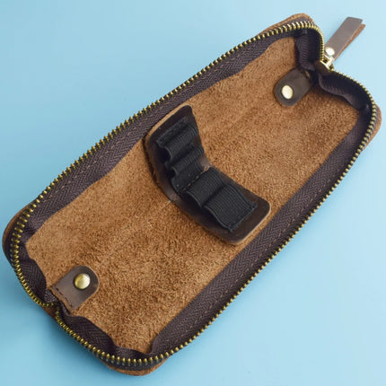 Nature Cowhide Pencil Case Zipper Pen Holder Organizer Protection Bag Handmade Genuine Leather Pencilcase Office School Supplies