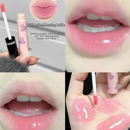 Four Color Happy Rabbit Water Gloss Lip Glaze Set Light and Smooth Texture Moisturizing Easy to Color Lip Gloss Lipstick