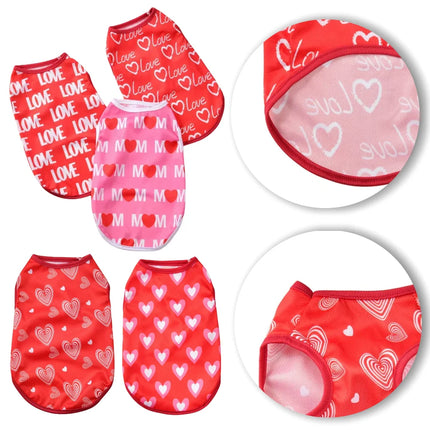 Dog Summer Clothes Small Medium Dogs Luxury Cool Breathable Pet Vest Soft Love Heart Print Cute Puppy T-shirt Costume Bulldog