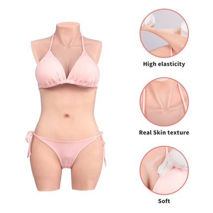 KUMIHO C D Cup 3-Point Bodysuit Cosplay Sissy Silicone Fake Vagina Breast Forms Boobs Silicon Body For Crossdresser Drag Queen