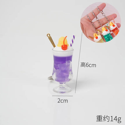 New Simulation Ice Cream Cup Model Key Chain Pendant Cute Ice Dream Cup Pendant Key Ring Party Gift Jewelry