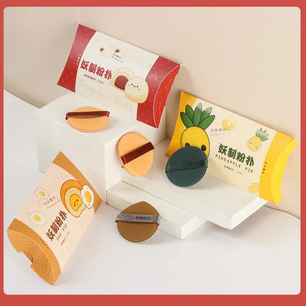 Yaozhi 3pcs Cosmetic Makeup Puff I'm Pineapple Pie Air Cushion Soft Blender Sponge Dry Wet Foundation Smooth Powder Makeup Tool