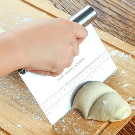 Stainless Steel Dough Pastry Scraper Pizza Cutter Chopper with Measuring Scale Multipurpose Cake Bread Separator Scale Knife