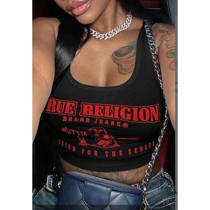 Letter Printed Women Tank Top Sexy Graphic T Shirts Fashion Top Printed Sweatshirts Streetwear 2024 New Popular Y2K Crop Tops