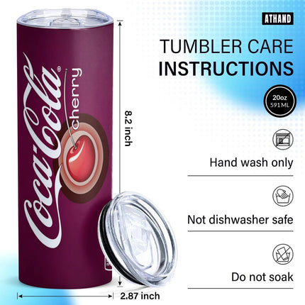 20oz Tumbler Cherry Lemon Orange juice Coke Can Vacuum cup Double Stainless Steel Water Bottle with Straw for Hot or Cold Drinks