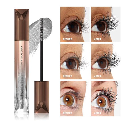 Glitter Sparkling Mascara Long-Lasting Effects Waterproof Smudge-Proof  Crushed Diamond Mascara Pearlescent Fine Flash Mascara