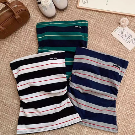 Ultra Sexy Striped Pure Desire Backless Vest with Anti-Slip Strip Integrated Cotton Camisole Tank Top Women's Fashion