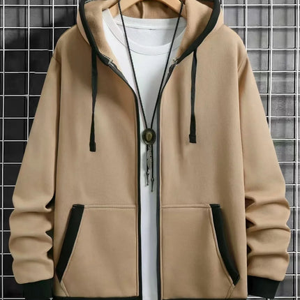 Thickened Men's Hooded Zipper Cardigan Casual Outerwear Fashionable Sweatshirt Autumn Winter New Arrival Cross-Border Style
