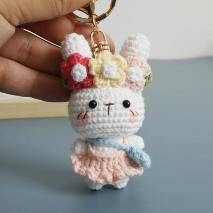 Handmade Crochet Cartoon Rabbit Amigurumi, Finished Crochet New Style Cute Rabbit Pendant, Knitted Doll Gift, Knitted Keychain