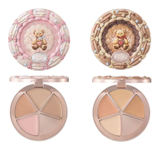 FLOWER KNOWS THE SWEETIE BEAR 4-Color Concealer Brighten Palette Covering Dark Circles Full Coverage Contouring Foundation