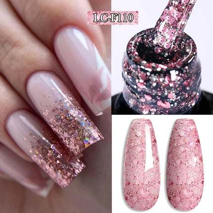 LILYCUTE 7ML Glitter Gel Nail Polish Sparkling Semi Permanent UV Gel Colorful Shinning Gel Varnish Nail Art Soak Off UV LED Gel