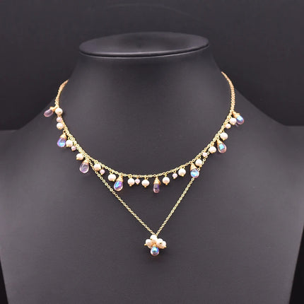 Natural Freshwater Pearl Coloured Pendant Necklace Women American Vintage Style Luxe  Fine Jewellery Customizable Gift For Wife