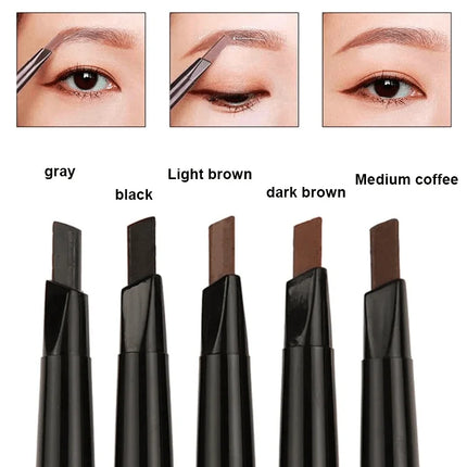 Double Ended Eyebrow Pencil Rotatable Triangle Eye Brow Pen Sweatproof Waterproof Smooth Lasting Beauty With Brush Makeup Tool