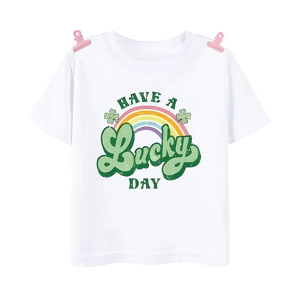Rainbow Lucky Print Kids Shirts St. Patrick's Day Party Boys Girls Outfit T-shirt Holiday Child Short Sleeve Tops Toddler T Shirt