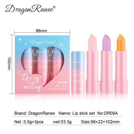Women Lipstick Set 3pcs Moisturizing Long Lasting Non Transfer Warm Tone Lip Balm Nourishing Lip Color Collection