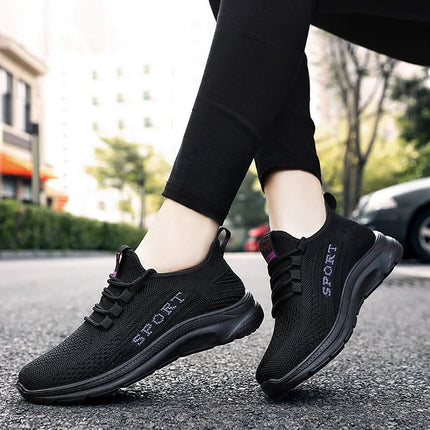 Sneakers 2025 New Fashion Wedge Platform Plus Size Casual Sports Shoes Women Lace-up Mesh Breathable Women's Vulcanized Shoes