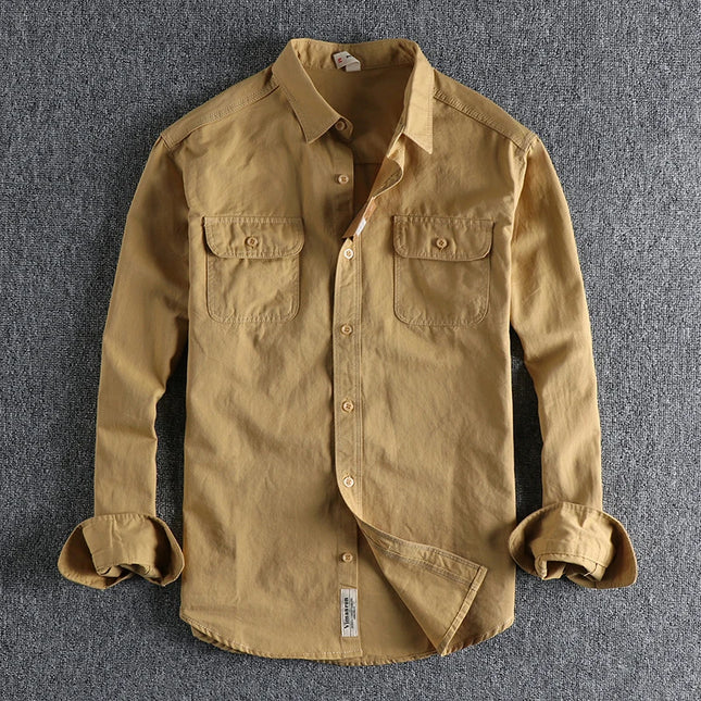 Multi-colored Retro Stripe Cotton Shirt Men's Long Sleeve Spring Autumn New Fashion Daily Dressed Up Workwear Shirt
