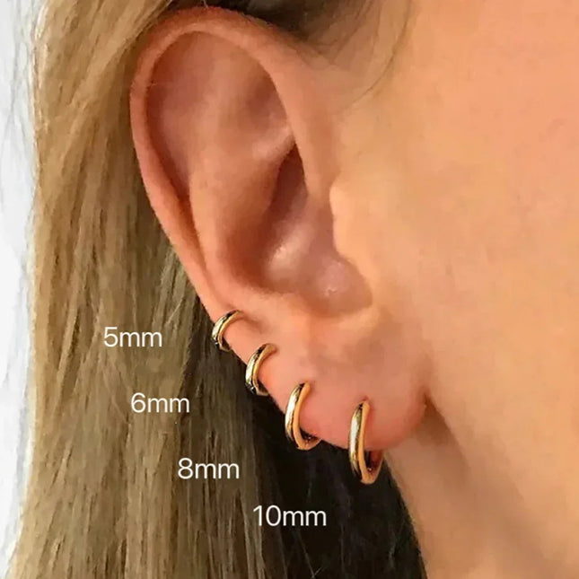 2024 New Simple Stainless Steel Small Hoop Earrings for Women Men 5mm To 15mm Round Cartilage Ear Piercing Unisex Jewelry Gift
