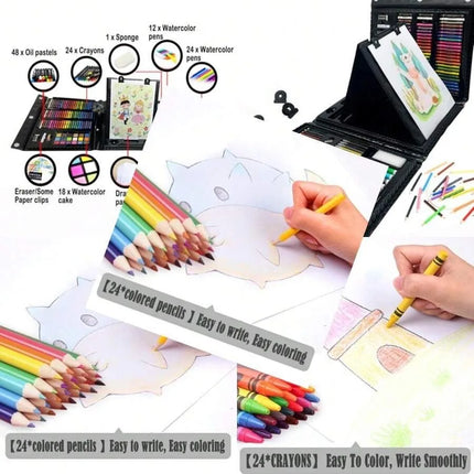 208 PCS Art Supplies, Drawing Art Kit Adults Art Set With Double Sided Trifold Easel, Oil Pastels, Crayons, Colored Pencils, Wa