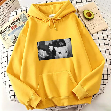 Hip Hop Cat Print Hoodies Spring Autumn Winter Casual Hoodies Sweatshirts Men Women Tops Streetwear Cat Hoodie Sweatshirt