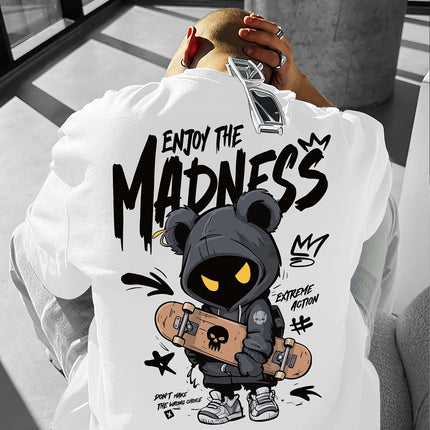 Hot selling fashionable men's cartoon letter printed comfortable and breathable round neck T-shirt outdoor street style top