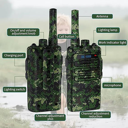 2 Pack Rechargeable Kids Walkie Talkies,3 Miles Long Range,2000mAh Long Lasting, Birthday Gifts for 3-12 Years Old Boys Girls