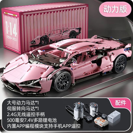 1299 PCS Tech 1:14 Pink Racing Sports car building blocks Assemble brick car toys for girls birthday presents Christmas presents