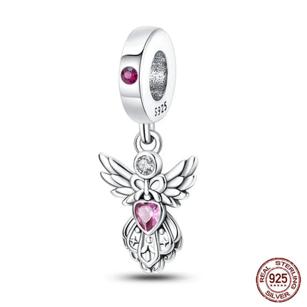 925 sterling silver wings Sister Cross pendant charms fit original 4mm Aperture bracelet charm beads necklace Diy female jewelry