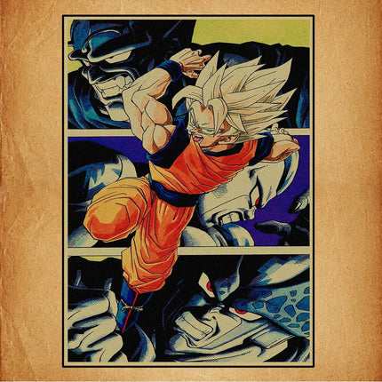 Japanese Surrounding Anime Retro Dragon Ball Poster Goku Gohan Vegeta Piccolo Friza Canvas Painting Print Wall Art Children Gift