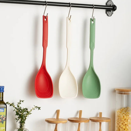 Two-in-one Silicone Spatula and Spoon High-temperature Resistant and Non-stick Specially Designed with Scale for Stir-frying
