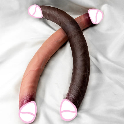 Double Head Realistic Silicone Dildo Long Anal Plug Vaginal Stimulator for Lesbian Couples And Gay Men Liquid Silicone Sex Toy