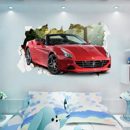 3D Supercar Vehicle Wall Stickers Wild jeep Broken Wall Poster Wall Art Car Decal Kids Room Decoration murals Boys Favors