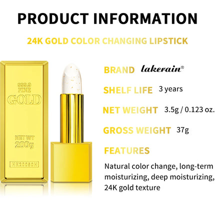 Color Changing Lipstick 2 in 1 Lip Blush Balm 24K Gold Long Lasting Moisturizing Nourishing Lips Plumper Deep Hydration Care