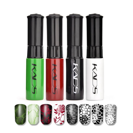KADS 5/4 Pcs Stamping Varnish Set Nail Stamping Polish Kit Black Nail Art Polish Manicure Stamping Lacquer for Template Nails