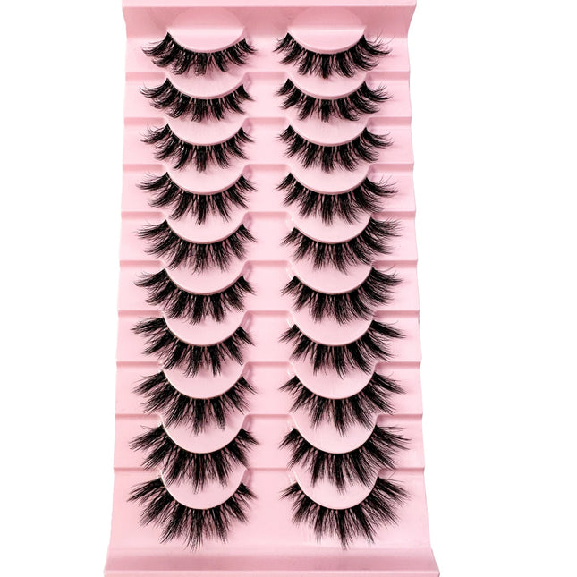 10 Pairs Natural Long Transparent Stem 3D Mink Eyelashes Manga Lashes Hot False Lashes Fluffy Soft Cross Lashes Extension Makeup