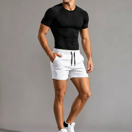 Men's White Summer Sports Shorts, Simple & Stylish. Trendy 3-Point, Casual 4-Point Shorts, Mid-Length for Fitness & Vacation