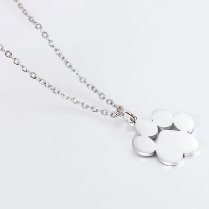 Stainless Steel Cat Paw Pendant Necklace Animal Paw Charm Choker Necklace Cat Paw Print Necklace Women Jewelry Simple Design