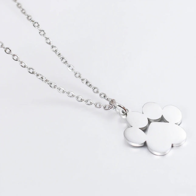 Stainless Steel Cat Paw Pendant Necklace Animal Paw Charm Choker Necklace Cat Paw Print Necklace Women Jewelry Simple Design