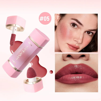  2-in-1 Liquid Blush Matte Lip Gloss Dual-purpose Liquid Blush Waterproof Multi-purpose Blush Stick Cheek Natural Blusher Cute