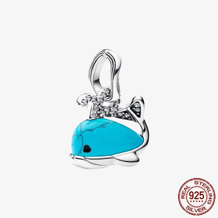 Key & Lock 925 Sterling Silver Pave Moon Heart Flower Dangle Charms Fit Original Bracelet Beads Jewelry DIY Gift plata de ley