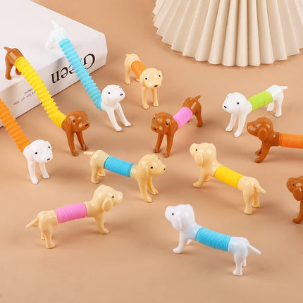12/24pcs Stretchable Pop Tube Dog Toy Sensory Squeeze Pet Toys Kids Birthday Party Favors Goodie Pinata Filler Classroom Prizes