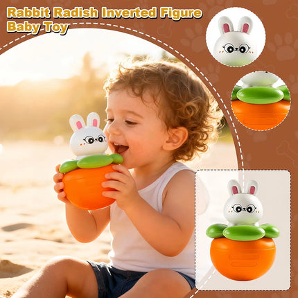 Baby Musical Tumbler Bunny Toy, Swing Rabbit Carrot Infant Toy 0-12M, Safe Soothing Tummy Time Early Education Baby Gifts