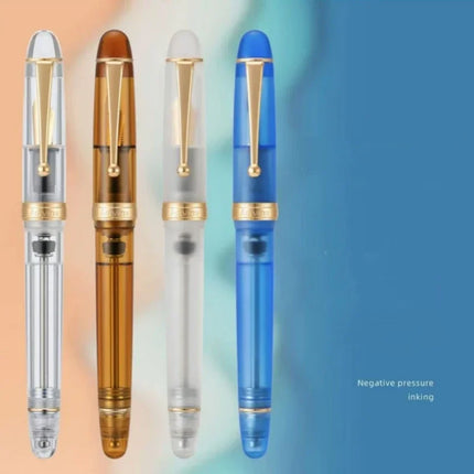 Asvine V126 Fountain Pen Vacuum Acrylic Filling EF/F/M Nib Beautiful Transparent/ Brown Matte White Writing Gift Set Stationery