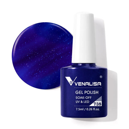 Venalisa 7.5ml Gel Nail Polish, White Cap, Glass Formula, No Wipe Top Coat, UV LED Soak-Off Glitter Color Nail Lacquer