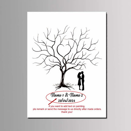 Engagement Events Party Favor Wedding Tree Canvas Painting Guest Fingerprint Signature Book Customized Lover Anniversary Gift